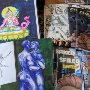 display of comics and art