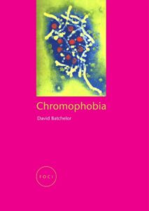 book cover; bright pink with abstract yellow image and small, yellow text for the title and author name