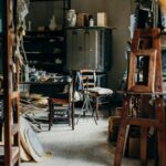 a pleasantly lit and cluttered artist studio